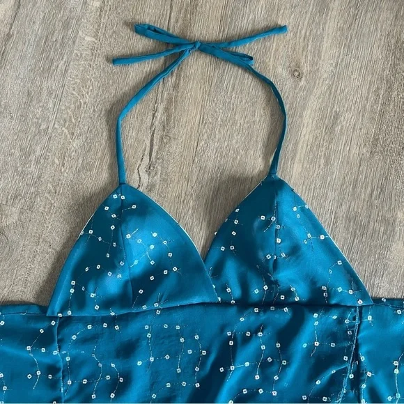 Handmade Y2K Beach Mermaid Fairycore Babydoll Halter Vest Top - Teal - Size S - Picture 7 of 9